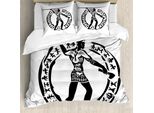 Abakuhaus Copripiumino Jagd, Man Lance, Antiacaro, Adatto A Chi Soffre Di Allergie, Con Federe, 200 Cm X 200 Cm - 80 X 80 Cm, Bianco E Nero