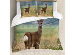 Abakuhaus Copripiumino Jagd, Deer Wildlife, Antiacaro, Adatto A Chi Soffre Di Allergie, Con Federe, 200 Cm X 200 Cm - 80 X 80 Cm, Multicolore