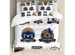 Abakuhaus Copripiumino Jagd, Set Di Federe, Antiacaro, Adatto A Chi Soffre Di Allergie, Con Federe Per Cuscini, 155 Cm X 220 Cm - 80 X 80 Cm, Blu Scuro Bianco Marrone