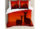 Abakuhaus Copripiumino Jagd, Deer Doe Herbst, Antiacaro, Adatto A Chi Soffre Di Allergie, Con Federe, 200 Cm X 200 Cm - 80 X 80 Cm, Multicolore
