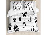 Abakuhaus Copripiumino Jagd, Impronte Di Animali, Antiacaro, Adatto A Chi Soffre Di Allergie, Con Federe, 200 Cm X 200 Cm - 80 X 80 Cm, Bianco E Nero