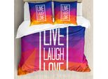 Abakuhaus Vivi, Ridi, Ama Copripiumino, Famoso Slogan, Antiacaro, Adatto A Chi Soffre Di Allergie, Con Federe, 155 Cm X 220 Cm - 80 X 80 Cm, Multicolore