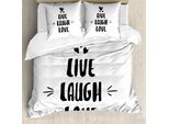 Abakuhaus Vivi, Ridi, Ama Copripiumino, Doodles, Antiacaro, Adatto A Chi Soffre Di Allergie, Con Federe, 155 Cm X 220 Cm - 80 X 80 Cm, Bianco E Nero