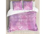 Abakuhaus Vivi, Ridi, Ama Copripiumino, Dreamy Positive, Antiacaro, Adatto A Chi Soffre Di Allergie, Con Federe, 200 Cm X 200 Cm - 80 X 80 Cm, Rosa Pallido Lavanda Bianco