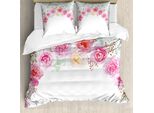 Abakuhaus Shabby Flora Copripiumino, Corona Di Fiori-Peonia, Antiacaro, Adatto A Chi Soffre Di Allergie, Con Federe, 200 Cm X 200 Cm - 80 X 80 Cm, Multicolore
