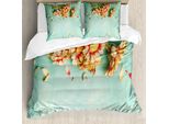 Abakuhaus Copripiumino Shabby Flora, Gerbera Bunch Blu, Antiacaro, Adatto A Chi Soffre Di Allergie, Con Federe, 155 Cm X 220 Cm - 80 X 80 Cm, Multicolore