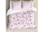 Abakuhaus Copripiumino Shabby Flora, Rosa Rosen FrüHling, Antiacaro, Adatto A Chi Soffre Di Allergie, Con Federe, 200 Cm X 200 Cm - 80 X 80 Cm, Rosa Pallido, Bianco, Grigio