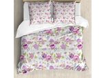 Abakuhaus Copripiumino Shabby Flora, Rose E Violette, Antiacaro, Adatto A Chi Soffre Di Allergie, Con Federe, 200 Cm X 200 Cm - 80 X 80 Cm, Multicolore