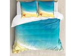 Abakuhaus Copripiumino Stella Marina, Onde Sulla Spiaggia, Antiacaro, Adatto A Chi Soffre Di Allergie, Con Federe, 155 Cm X 220 Cm - 80 X 80 Cm, Multicolore
