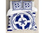 Abakuhaus Set Copripiumino A Forma Di Stella Marina Per Letti Matrimoniali, Salvagente Da Viaggio, Antiacaro, Adatto A Chi Soffre Di Allergie, Con Federe, Blu Navy E Bianco