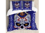 Abakuhaus Copripiumino ZuckerschäDel, Scary Floral Gothic, Antiacaro, Adatto A Chi Soffre Di Allergie, Con Federe, 200 Cm X 200 Cm - 80 X 80 Cm, Multicolore