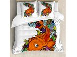 Abakuhaus Set Copripiumino Per Letti Matrimoniali, Grande Pesce Oceano, Antiacaro, Adatto A Chi Soffre Di Allergie, Con Federe, Multicolore