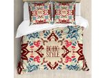 Abakuhaus Copripiumino Con Motivi Floreali, Ricchi Motivi Floreali Etnici, Antiacaro, Adatto A Chi Soffre Di Allergie, Con Federe, 200 Cm X 200 Cm - 80 X 80 Cm, Marrone, Beige, Viola, Blu