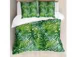 Abakuhaus Copripiumino, Foglie Di Albero Acquerellate, Antiacaro, Adatto A Chi Soffre Di Allergie, Con Federe, 155 Cm X 220 Cm - 80 X 80 Cm, Verde Chiaro Verde Scuro