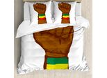 Abakuhaus Copripiumino Rasta, Colori Della Bandiera Etiope, Antiacaro, Adatto A Chi Soffre Di Allergie, Con Federe, 200 Cm X 200 Cm - 80 X 80 Cm, Giallo Marrone