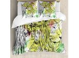 Abakuhaus Copripiumino Rasta, Motivo Lion Head Digitale, Antiacaro, Adatto A Chi Soffre Di Allergie, Con Federe, 200 Cm X 200 Cm - 80 X 80 Cm, Bordeaux Giallo