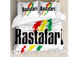 Abakuhaus Copripiumino Rasta, Parole Grunge Rastafari, Antiacaro, Adatto A Chi Soffre Di Allergie, Con Federe, 200 Cm X 200 Cm - 80 X 80 Cm, Rosso, Verde E Giallo