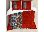 Abakuhaus Copripiumino Red Mandala, Stile Ucraino, Antiacaro, Adatto A Chi Soffre Di Allergie, Con Federe, 200 Cm X 200 Cm - 80 X 80 Cm, Blu Bordeaux E Bianco
