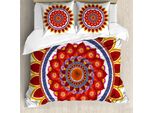Abakuhaus Copripiumino Red Mandala, Summer Flowers Joy, Antiacaro, Adatto A Chi Soffre Di Allergie, Con Federe, 200 Cm X 200 Cm - 80 X 80 Cm, Multicolore