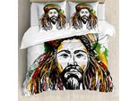 Abakuhaus Copripiumino Rasta, Ritratto Di Uomo Rasta, Antiacaro, Adatto A Chi Soffre Di Allergie, Con Federe, 200 Cm X 200 Cm - 80 X 80 Cm, Multicolore