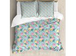 Abakuhaus Copripiumino Shabby Flora, Rosa Estiva Sposa, Antiacaro, Adatto A Chi Soffre Di Allergie, Con Federe, 155 Cm X 220 Cm - 80 X 80 Cm, Turchese Rosa Chiaro