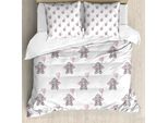 Abakuhaus Elephant Nursery Copripiumino, Cuori E Palloncini, Antiacaro, Adatto A Chi Soffre Di Allergie, Con Federe, 155 Cm X 220 Cm - 80 X 80 Cm, Grigio, Rosa Pallido, Bianco