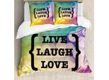 Abakuhaus Vivi, Ridi, Ama Copripiumino, Wise Phrase, Antiacaro, Adatto A Chi Soffre Di Allergie, Con Federe, 155 Cm X 220 Cm - 80 X 80 Cm, Multicolore