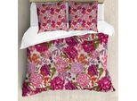 Abakuhaus Copripiumino Shabby Flora, Wilde Flora Vintage, Antiacaro, Adatto A Chi Soffre Di Allergie, Con Federe, 200 Cm X 200 Cm - 80 X 80 Cm, Multicolore