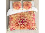 Abakuhaus Copripiumino Red Mandala, Lively Flora, Antiacaro, Adatto A Chi Soffre Di Allergie, Con Federe, 155 Cm X 220 Cm - 80 X 80 Cm, Yellow Coral Pink