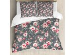 Abakuhaus Copripiumino Shabby Flora, Rural Knospen Weinlese, Antiacaro E Anallergico Con Federe, 200 Cm X 200 Cm - 80 X 80 Cm, Multicolore