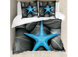 Abakuhaus Copripiumino Stella Marina, Blu Sea Star, Antiacaro, Adatto A Chi Soffre Di Allergie, Con Federe, 200 Cm X 200 Cm - 80 X 80 Cm, Grigio Blu Bianco