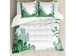 Abakuhaus Copripiumino Cactus, Arizona Doodle Desert, Antiacaro, Adatto A Chi Soffre Di Allergie, Con Federe, 200 Cm X 200 Cm - 80 X 80 Cm, Verde Chiaro Seafoam
