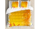 Abakuhaus Copripiumino Seestern, Fiori Esotici Seastars, Antiacaro, Adatto A Chi Soffre Di Allergie, Con Federe, 155 Cm X 220 Cm - 80 X 80 Cm, Arancione Giallo Rosa