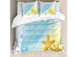 Abakuhaus Copripiumino Stella Marina, Spiaggia, Antiacaro, Adatto A Chi Soffre Di Allergie, Con Federe, 155 Cm X 220 Cm - 80 X 80 Cm, Multicolore