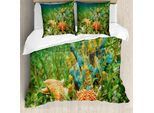 Abakuhaus Copripiumino Stella Marina, Vita Sottomarina, Antiacaro, Adatto A Chi Soffre Di Allergie, Con Federe, 200 Cm X 200 Cm - 80 X 80 Cm, Multicolore