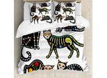 Abakuhaus Copripiumino ZuckerschäDel, Gatti Neri Elaborati, Antiacaro, Adatto A Chi Soffre Di Allergie, Con Federe, 155 Cm X 220 Cm - 80 X 80 Cm, Multicolore