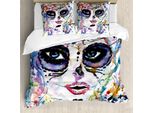 Abakuhaus Copripiumino ZuckerschäDel, Creepy Verfassungs-MäDchen, Antiacaro, Adatto A Chi Soffre Di Allergie, Con Federe, 155 Cm X 220 Cm - 80 X 80 Cm, Multicolore