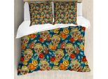 Abakuhaus Copripiumino ZuckerschäDel, Diamond Eyes Roses, Antiacaro, Adatto A Chi Soffre Di Allergie, Con Federe, 155 Cm X 220 Cm - 80 X 80 Cm, Multicolore