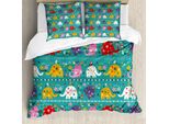 Abakuhaus Elephant Nursery Copripiumino, Joyful Natur, Antiacaro, Adatto A Chi Soffre Di Allergie, Con Federe, 200 Cm X 200 Cm - 80 X 80 Cm, Multicolore