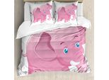 Abakuhaus Elephant Nursery Copripiumino, Tusk Per Bambini Piccoli, Antiacaro, Adatto A Chi Soffre Di Allergie, Con Federe, 155 Cm X 220 Cm - 80 X 80 Cm, Rosa, Bianco,