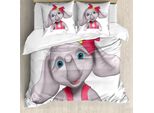 Abakuhaus Elephant Nursery Copripiumino, Ragazza Sorridente, Antiacaro, Adatto A Chi Soffre Di Allergie, Con Federe, 155 Cm X 220 Cm - 80 X 80 Cm, Rosa, Grigio, Giallo