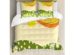 Abakuhaus Copripiumino Naturale, Daisy Flower Field Sun, Antiacaro, Adatto A Chi Soffre Di Allergie, Con Federe, 200 Cm X 200 Cm - 80 X 80 Cm, Giallo Terra Verde Lime