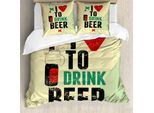 Abakuhaus Set Copripiumino Retrò Per Letti Matrimoniali, Motivo Grunge "Bier Liebe"", Antiacaro, Adatto A Chi Soffre Di Allergie, Con Federe, Multicolore"