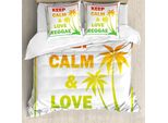 Abakuhaus Copripiumino Rasta, Keep Calm Words Reggae, Antiacaro, Adatto A Chi Soffre Di Allergie, Con Federe, 200 Cm X 200 Cm - 80 X 80 Cm, Verde Pallido Giallo