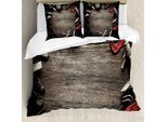 Abakuhaus Copripiumino Industriale, Grungy Werkzeuge, Antiacaro, Adatto A Chi Soffre Di Allergie, Con Federe, 155 Cm X 220 Cm - 80 X 80 Cm, Marrone, Grigio, Rosso