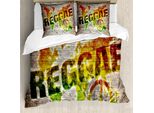 Abakuhaus Copripiumino Rasta, Mappa Del Mondo Parole Reggae, Antiacaro, Adatto A Chi Soffre Di Allergie, Con Federe, 200 Cm X 200 Cm - 80 X 80 Cm, Marrone Chiaro Arancione