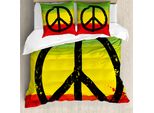 Abakuhaus Copripiumino Rasta, Simbolo Hippie Grunge Della Pace, Antiacaro, Adatto A Chi Soffre Di Allergie, Con Federe, 200 Cm X 200 Cm - 80 X 80 Cm, Giallo Nero