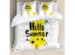 Abakuhaus Eis Copripiumino, Profumo Di Limone, Antiacaro, Adatto A Chi Soffre Di Allergie, Con Federe, 200 Cm X 200 Cm - 80 X 80 Cm, Giallo, Nero, Bianco