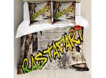 Abakuhaus Copripiumino Rasta, Rastafari Street Graffiti, Antiacaro, Adatto A Chi Soffre Di Allergie, Con Federe, 155 Cm X 220 Cm - 80 X 80 Cm, Verde Pallido Giallo