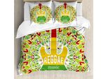 Abakuhaus Copripiumino Rasta, Chitarra Reggae, Antiacaro, Adatto A Chi Soffre Di Allergie, Con Federe, 200 Cm X 200 Cm - 80 X 80 Cm, Verde, Giallo E Rosso